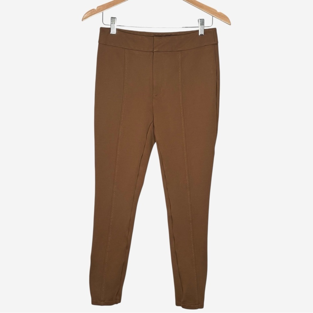 Anthropologie The Essential Slim Ponte Knit Ankle Zip Skinny Pants Size 4 Brown - Picture 4 of 16